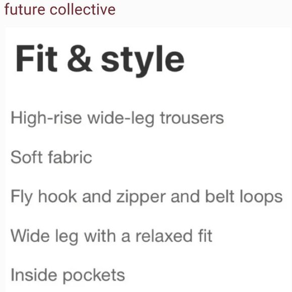 Future Collective High Rise Wide Leg Ivory Trousers W/Black Side Stripe NWT 4X - Picture 6 of 15